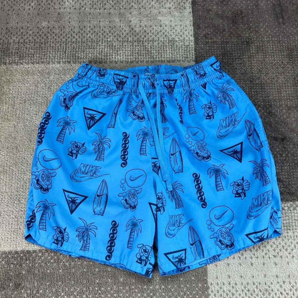 Nike Sportswear Mens Blue Beach Woven Flow Swim Trunks Shorts FJ1652-412 Size M